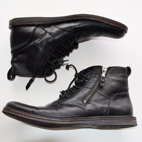 John Varvatos USA Barrett Multi Eyelet Lace Black Leather Boots EUC! - Picture 3 of 8